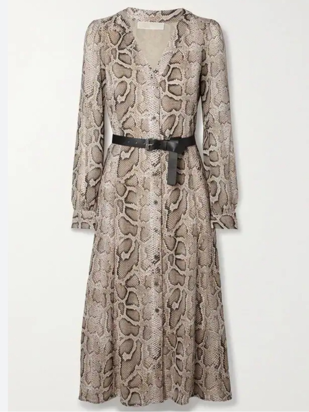 Kate Belted Snake-Print Crepe Midi Dress